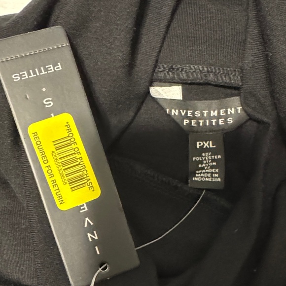 Investments Petites Black Turtleneck XL NWT - Picture 2 of 3